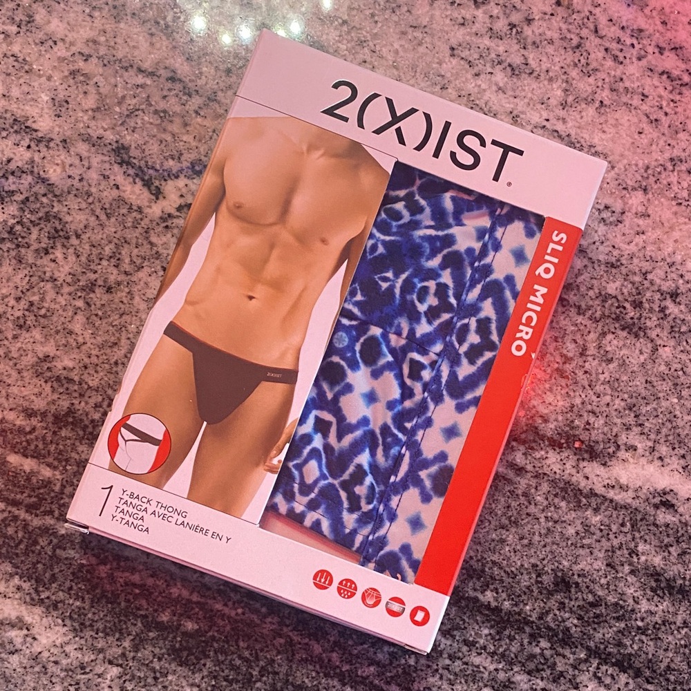 2xist Men's Sliq Micro Collection Blue Thong Underwear Deadstock NWT!